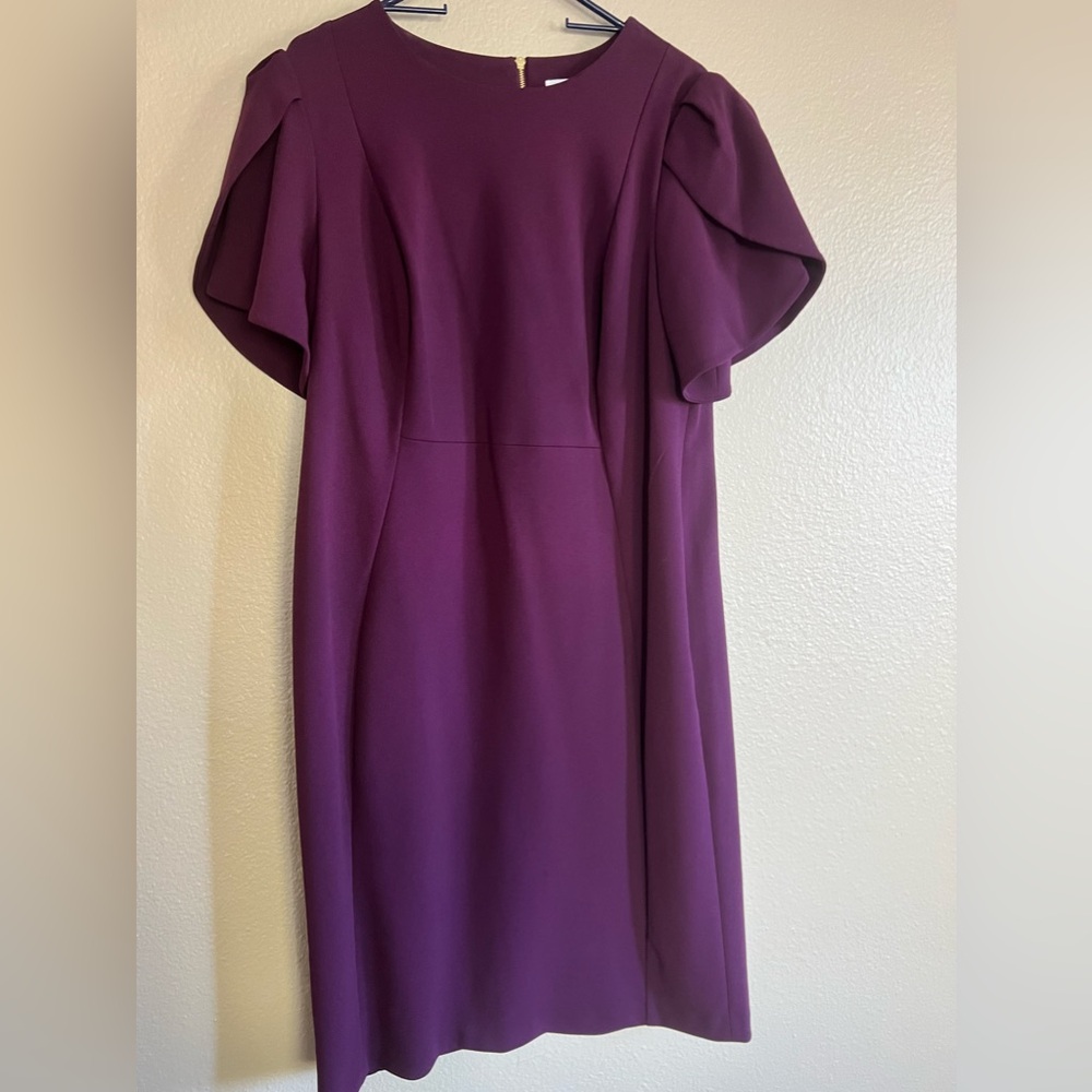 Plus size Calvin Klein gold zip back body con flutter sleeve dress